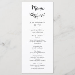 Menu Simples elegância do casamento das folhas botânica