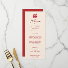 Menu Simples felicidade dupla moderna vermelha casament