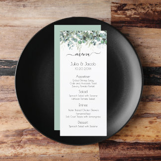 Menu Simples Festa de casamento Eucalyptus Greenery