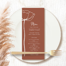 Menu Simples Floral Branco de Fundo Terracotta