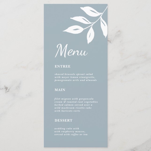 Menu Simples Folhagem Simples Casamento Formal Dusty (Frente)
