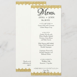 Menu Simples Glitter Dourado Adicionar Nome Janto Casam