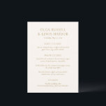 Menu Simples Ivory e Dourado Casamento Moderno<br><div class="desc">Menus modernos de casamento com um design simples e limpo com fontes ousadas.</div>