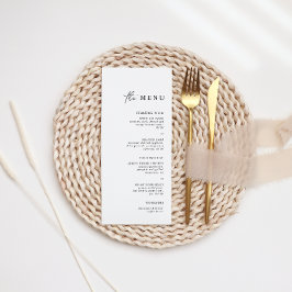 Menu Simples Janto de Casamento Negro e Branco Minimali
