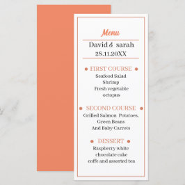 Menu Simples Janto de Casamento Personalizado Laranja