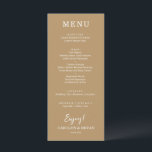 Menu Simples Janto Dourado Casamento Elegante<br><div class="desc">Uma placa de menu jantada em ouro (ou qualquer cor) e a inscrição em branco mostrará as opções de menu. Perfeito para uma recepção de casamento moderna, janto de ensaio de casamento, festa de aniversário ou qualquer evento especial com um janto sentado. Escolha QUALQUER FUNDO DE COR, qualquer texto de...</div>