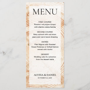 Menu Simples latido Rústico de Árvore de Madeira Person