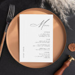 Menu Simples Mesa de Casamento Preto e Branco Moderno<br><div class="desc">Este Menu Simples de Mesa Negra e Branca Moderna de Casamento é perfeito para qualquer ocasião formal como um casamento, janto de ensaio ou festa de noivado. O design apresenta um esquema de cores preto e branco com um toque moderno e elegante. O menu é simples e minimalista, fazer fácil...</div>