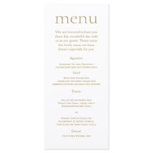 Menu Simples Moderno Dourado Casamento Metálico