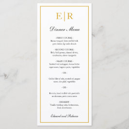 Menu Simples Monograma de Ouro Elegante Casamento Forma