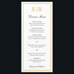 Menu Simples Monograma de Ouro Elegante Casamento Forma<br><div class="desc">Menu de casamento elegante com o seu monograma e uma borda em ouro falso. Os cabeçalhos e os seus nomes estão em caligrafia. Estes menus de casamento simples e clássicos são ótimos para um casamento formal.</div>