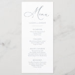 Menu Simples Simples Mínimo da Cinza Azul Dusty<br><div class="desc">Menu plano minimalista elegante e moderno,  poeirento,  cinzas azuis. Menu totalmente personalizável para o seu casamento ou evento.</div>