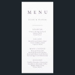 Menu Simples Simples Mínimo Elegante Roxo<br><div class="desc">Elegante e moderno,  boho,  menu minimalista de Plum Purple. Menu totalmente personalizável para o seu casamento ou evento.</div>