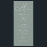 Menu Simples Simples, Verde e Branco Minimalista<br><div class="desc">Elegante e moderno,  verde sábio com texto branco,  menu plano minimalista. Menu totalmente personalizável para o seu casamento ou evento.</div>