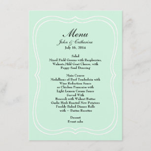 Menu simples verde do casamento da elegância da