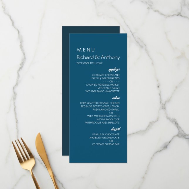 Menu Simplesmente Moderno, Trendy Wedding (Frente/Verso In Situ)