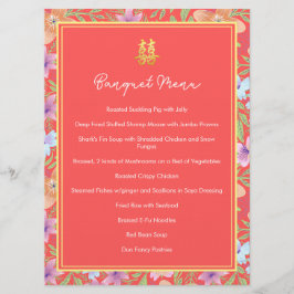 Menu Sinal de casamento chinês floral Peranakan duplo x