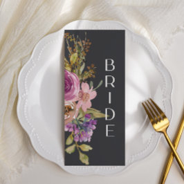 Menu Sinal de Casamento Floral Púrpura Dusty Pink