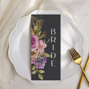 Menu Sinal de Casamento Floral Púrpura Dusty Pink