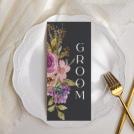 Menu Sinal de Casamento Floral Púrpura Dusty Pink