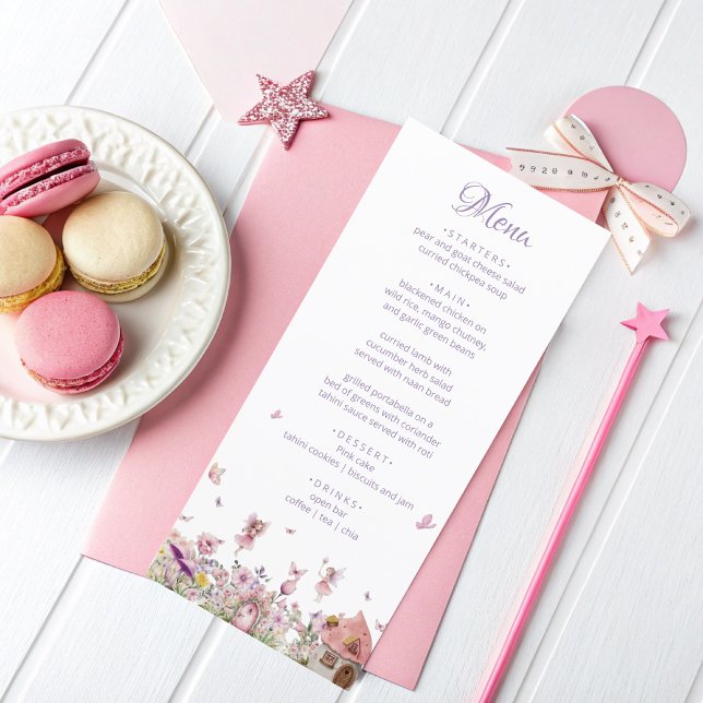 Menu Sinal de Chá de fraldas de Fada Encantada (Criador carregado)