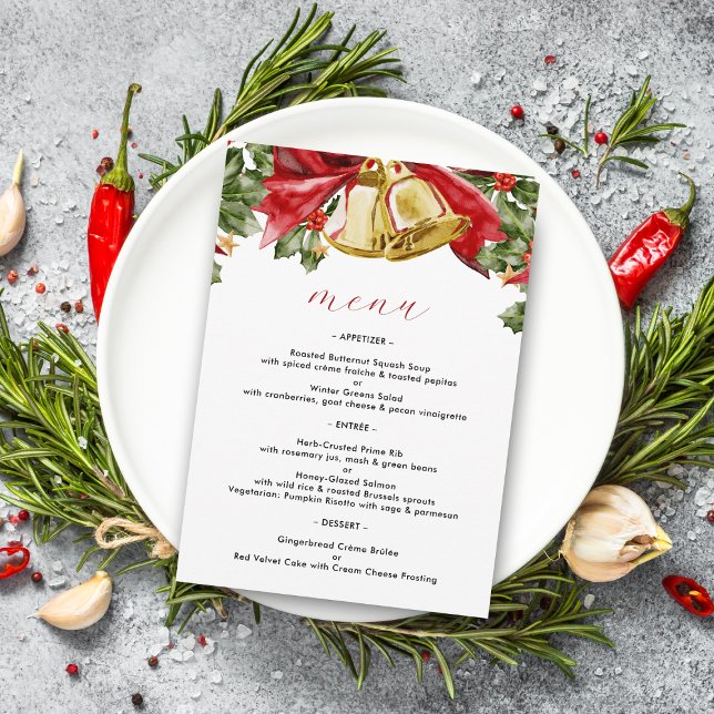 Menu Sinos Dourados Festivos Jantar de Natal (Criador carregado)
