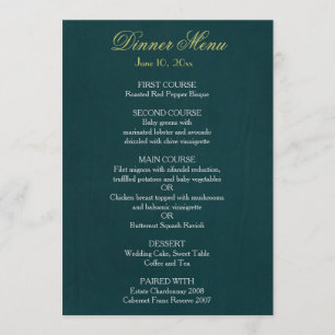 Menu sobre fundo verde escuro
