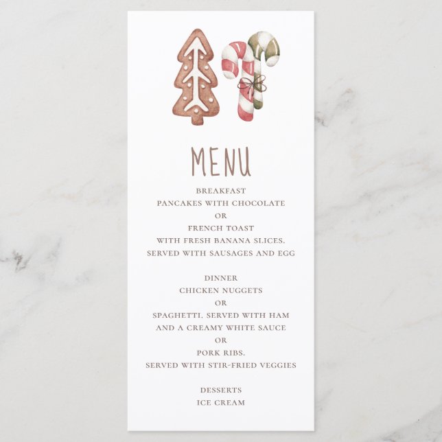 Menu Sobremesa de panificação de Natal. Biscoito de gen (Frente)