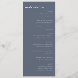 Menu Sofisticado Cardápio de Casamento Minimalista Azul
