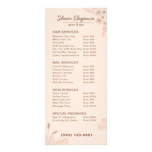 Menu sofisticado do Salon do Upscale