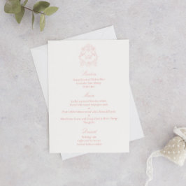 Menu Sofisticado Script Clássico Vitoriano Rosa Bege