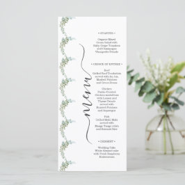 Menu Soft Green Eucalyptus Watercolor Rustic Wedding
