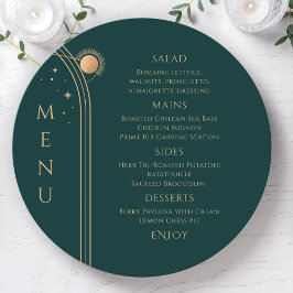 Menu Sol Dourado místico Sol Lua Estende Casamento Espa