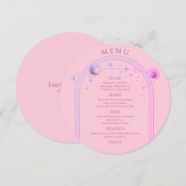 Menu Solo Rosa Celestial Púrpura Sol Lua Estrelas Casam