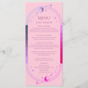 Menu Solo Rosa Celestial Púrpura Sol Lua Estrelas Casam