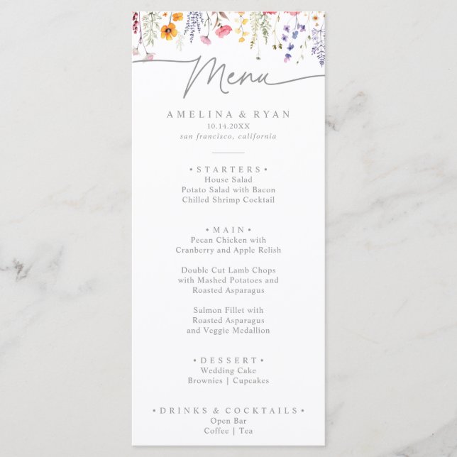 Menu Spring Colorful Wildflower Dinner (Frente)