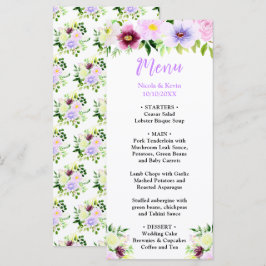 Menu Spring Purple Flowers with Foliage
