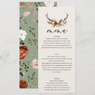Menu Stag rust sage verde floral rústico elegante moder