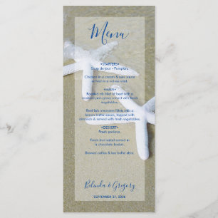 Menu Starfish Beach Wedding