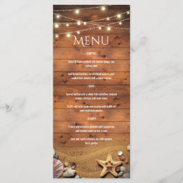 Menu Starfish Rustic Beach Lights Tropical WedMenu
