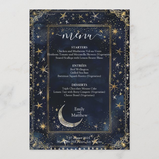 Menu Starry Night Romance Wedding (Frente)