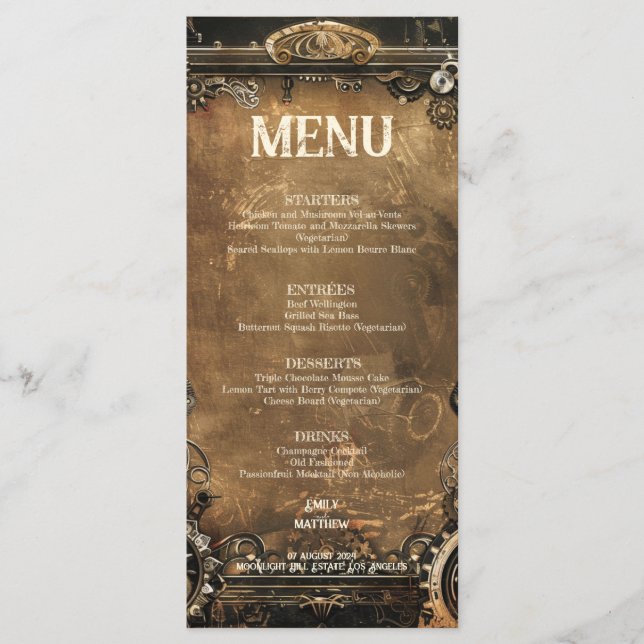 Menu Steampunk Noir Affair Wedding (Frente)