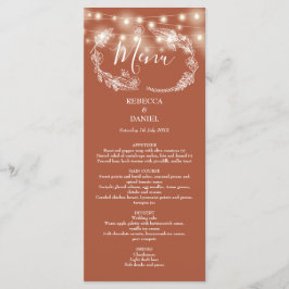 Menu String Lights Floral Terracotta Wedding