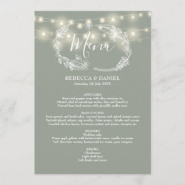 Menu String Lights Sage Green Floral Weding