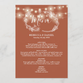 Menu String Lights Terracotta Floral Weding