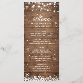 Menu String Lights Wood Rustic Casamento no inverno Men
