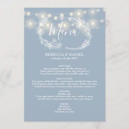 Menu String Luzes Azul Dusty Casamento Floral