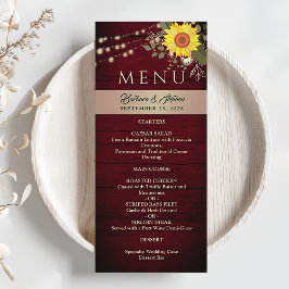 Menu String Luzes Rustic Sunflower Wedding