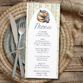 Menu Striped Funny Capybara Custom Baby Shower