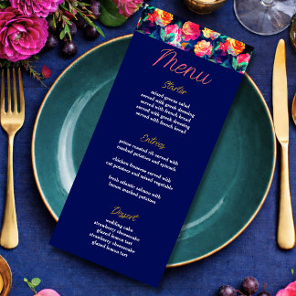 Menu Stylish Colorful flowers wedding 